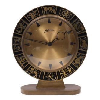 Brass Atlanta Zodiac Table Clock, 1960s, Germany