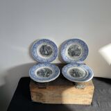 Set of 6 talking plates - creil and montereau France