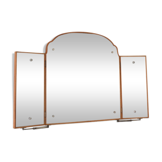 Grand miroir ancien triptyque vintage 1930.