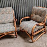 Pair of vintage rattan armchairs