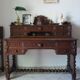 Counter desk and tiered stand in Neo-Renaissance oak