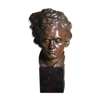 Buste en plâtre Beethoven patiné marron