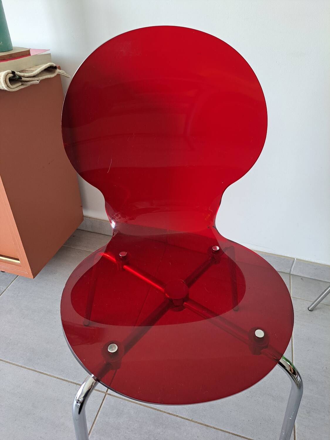 Vintage red plexi and chrome chair