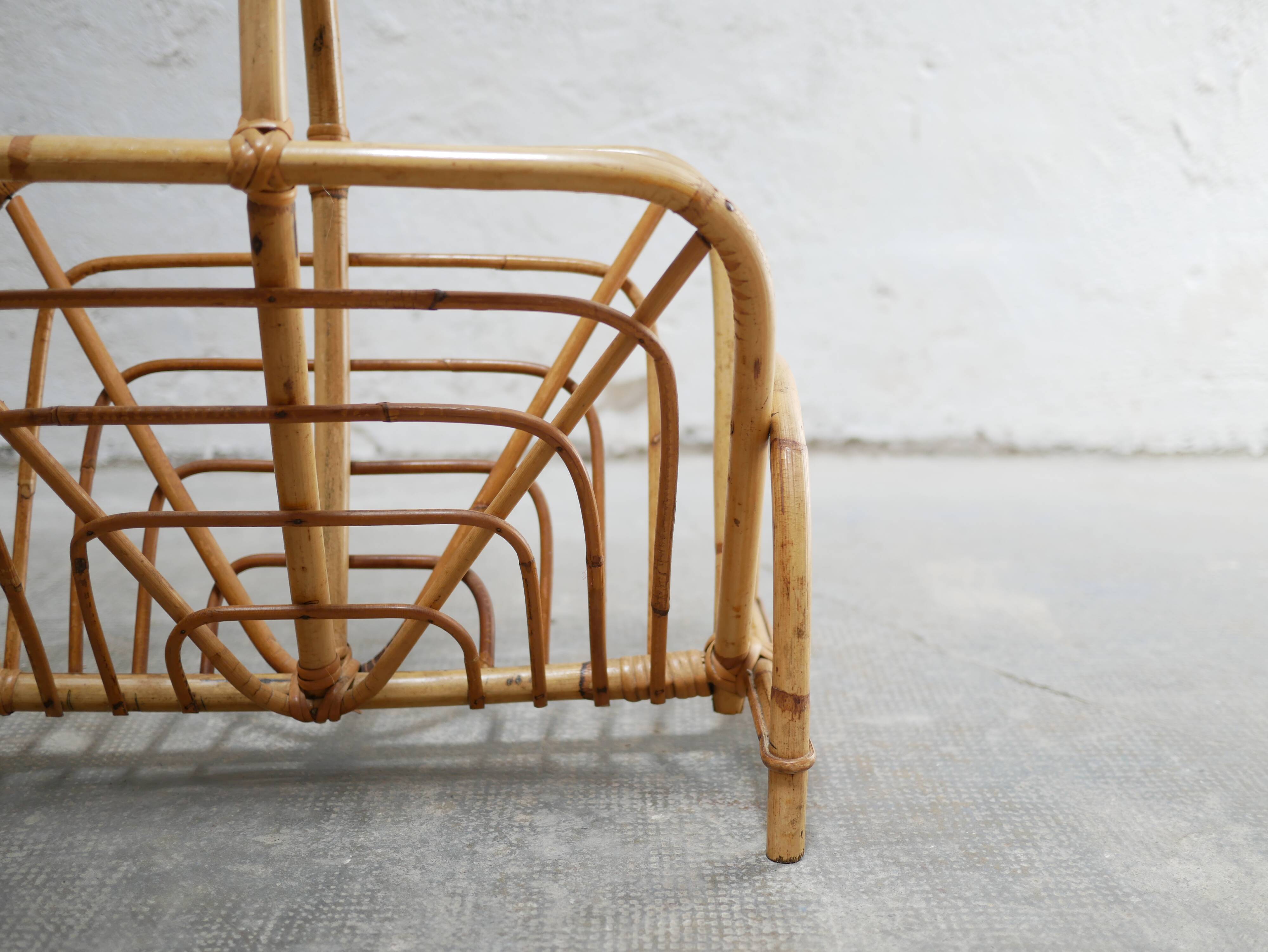 Vintage rattan magazine holders