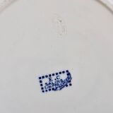 Round serving dish, old ironstone from Salins - Checkerboard pattern