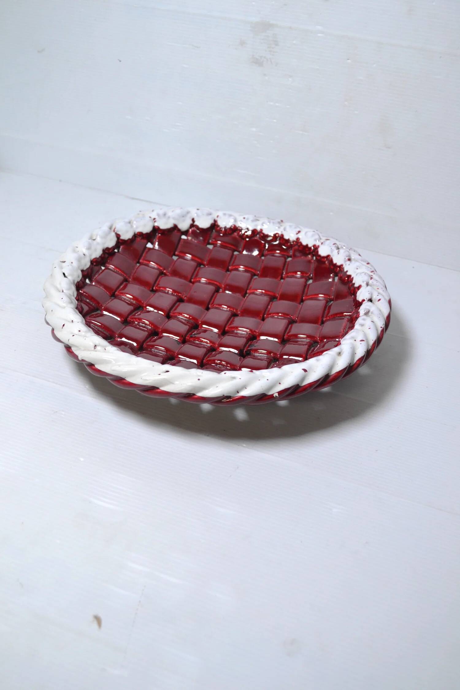 Woven ceramic basket