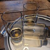 4 vintage 70s long drink glasses - green smoked glass