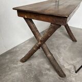 Solid walnut desk, folk art, Savoy, circa 1900