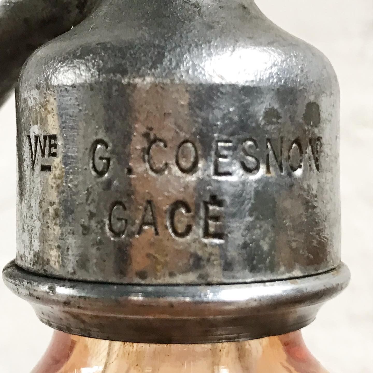 Old pink glass siphon