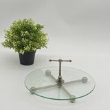 Vintage glass and silver metal presentation / service tray