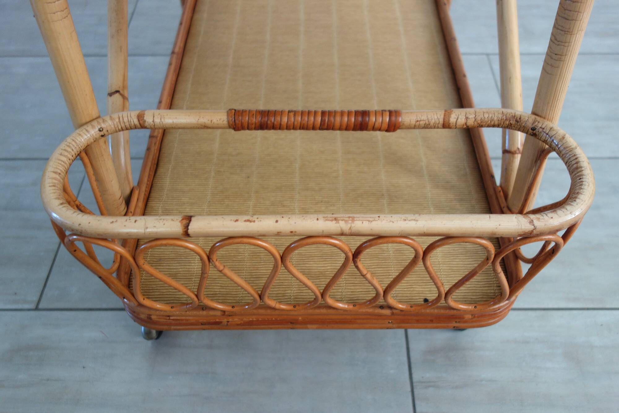 1960s rattan bar cart