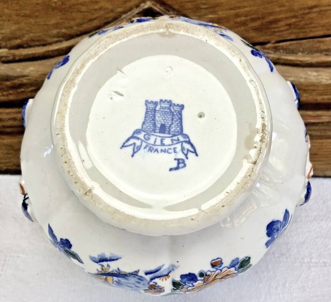 Gien sugar bowl rooster and peonies model 1938 1960