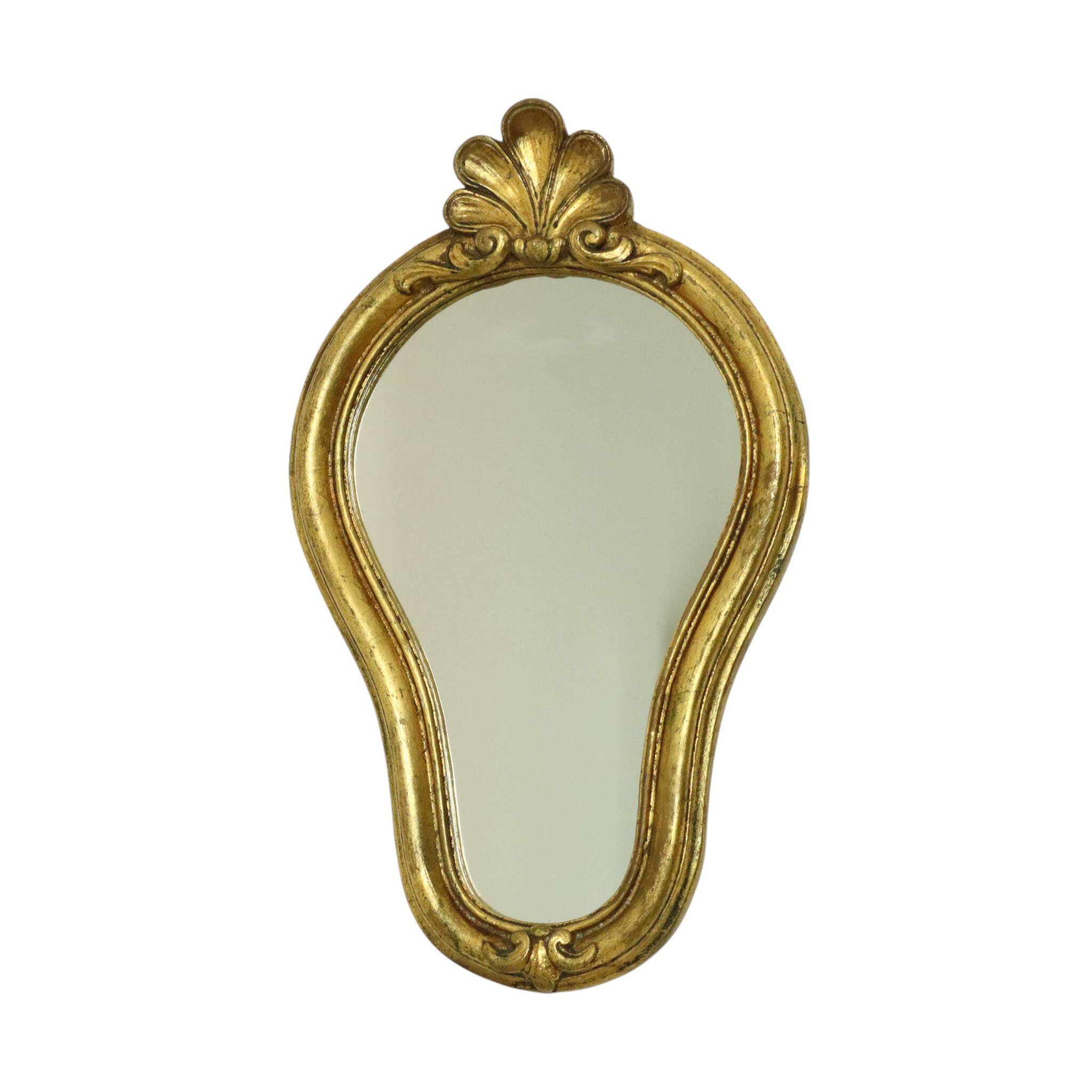 French Crested Mirror Gold Leaf Baroque Style Classic 48cm