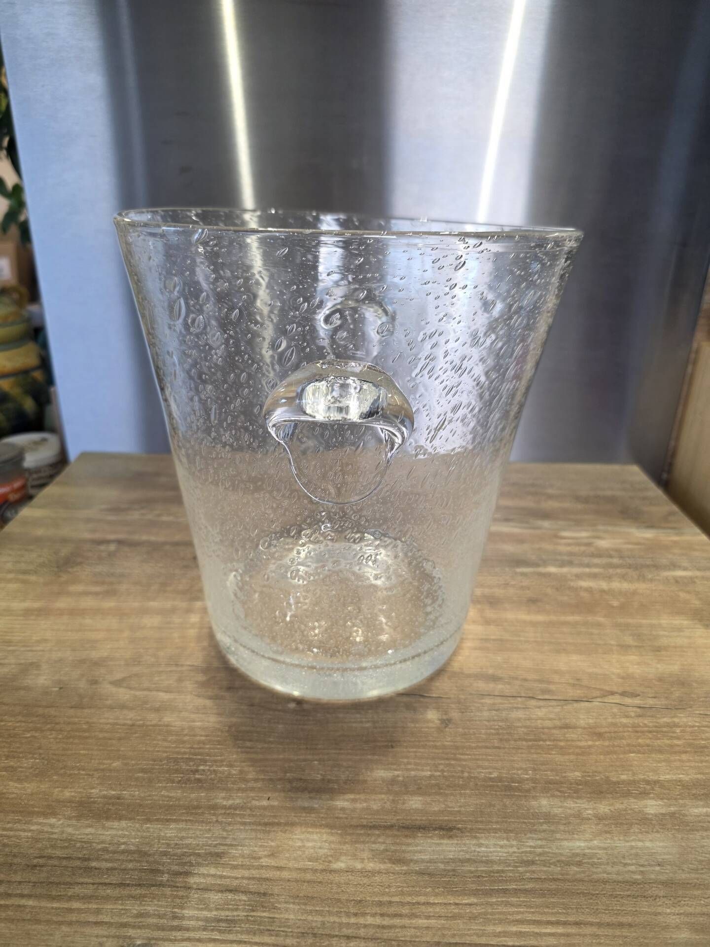 Large champagne bucket / cooler and its ladle Bubble glass Biot