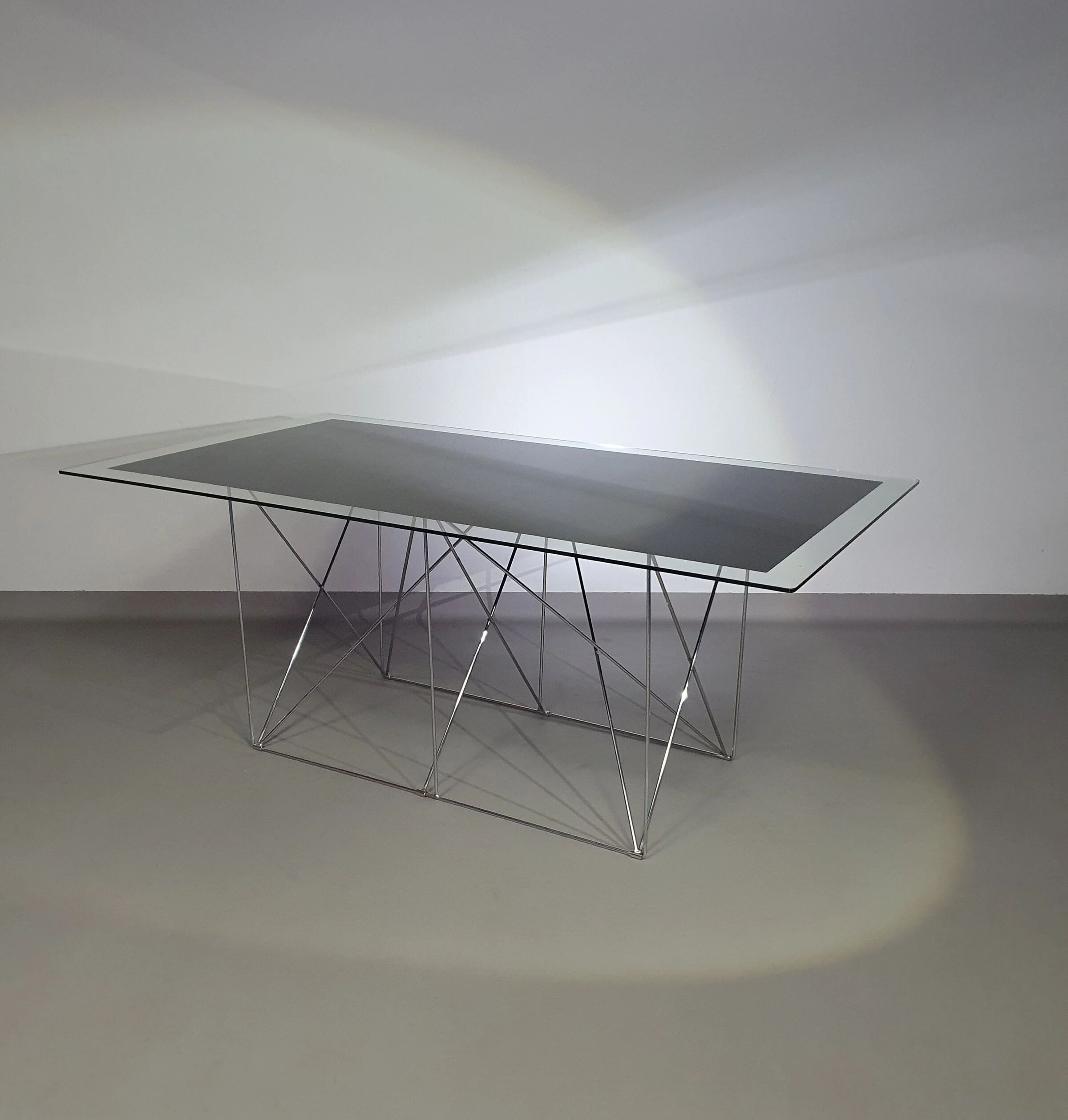 Steel and glass dining table by Max Sauze for Max Sauze Studio, 1970s