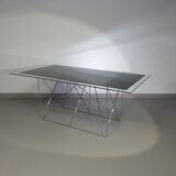 Steel and glass dining table by Max Sauze for Max Sauze Studio, 1970s