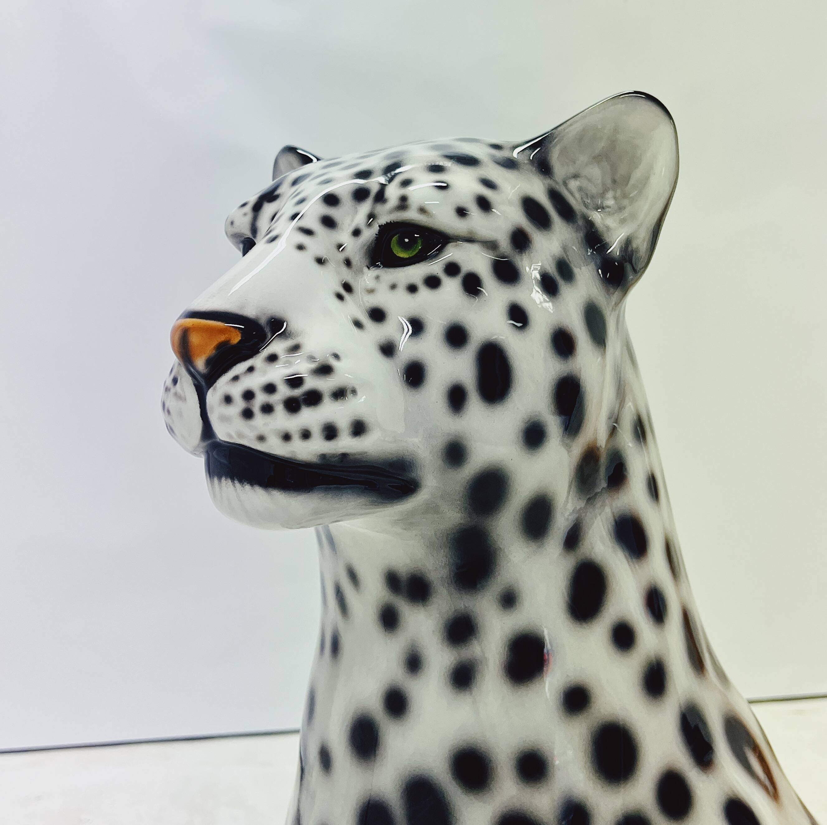 Snow Leopard Ceramic Statue