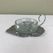 Metal and glass bowl