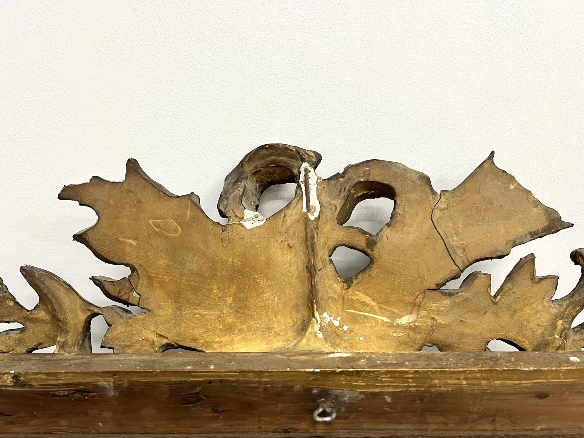 Large antique pediment mirror with mouldings.