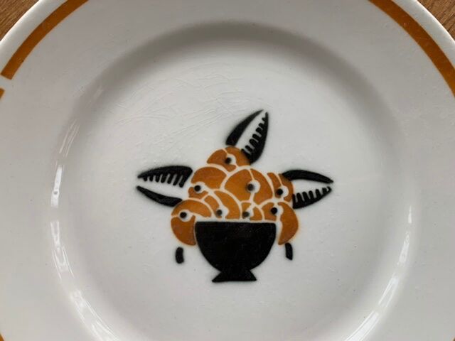 Set of 6 small plates jade model Badonviller art deco