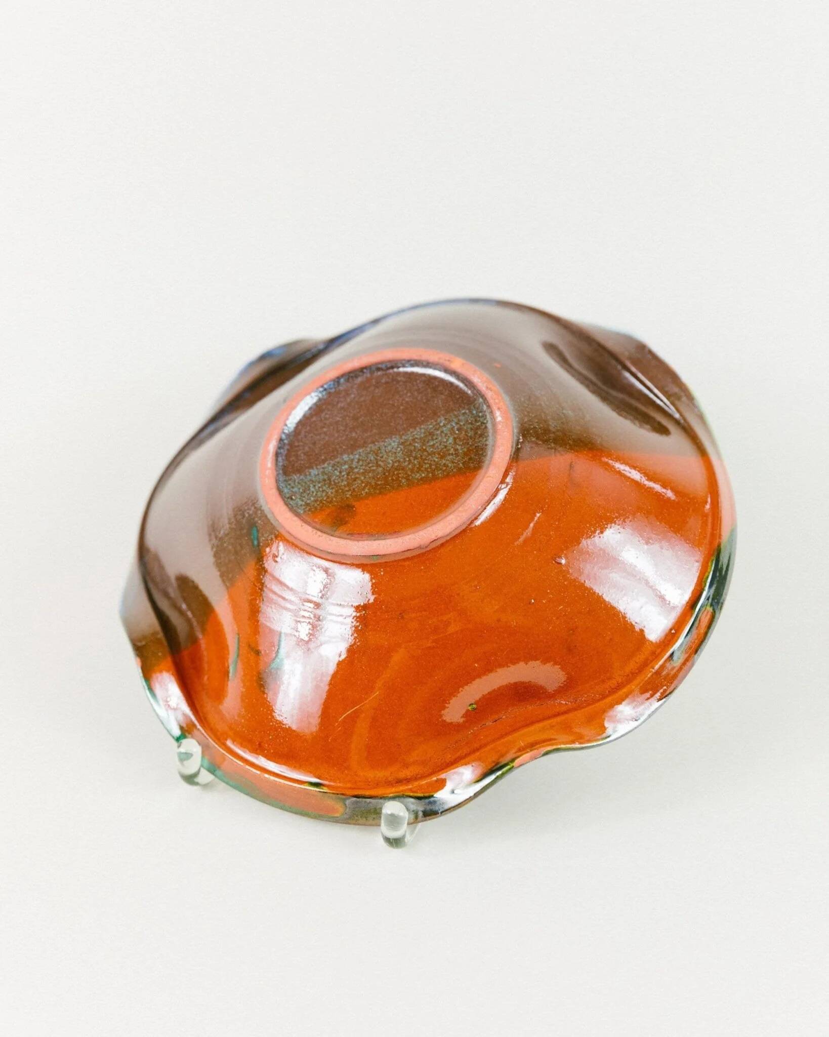 Multicolore glazed ceramic bowl, XL size, signed, Spanish mid-century design (60s-70s) ideal fruit centerpiece