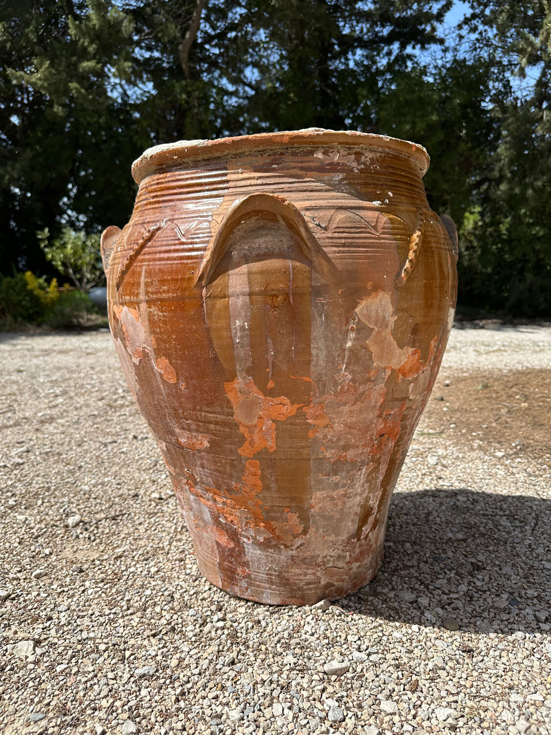 Ancient terracotta pottery jar