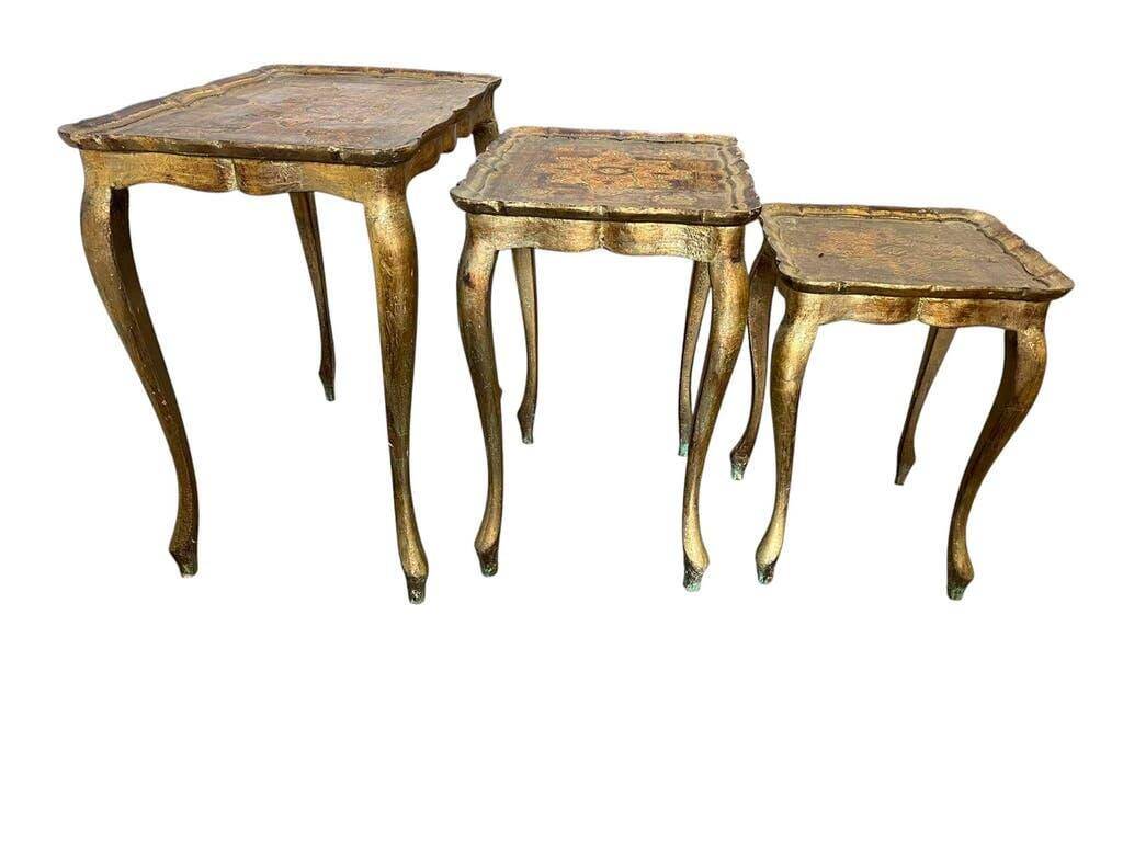 Set of 3 vintage Florentine nesting tables.