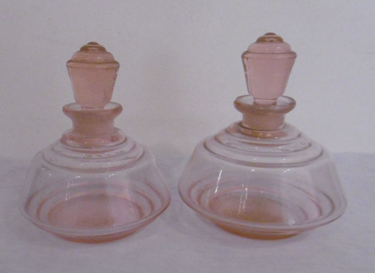 Paire de flacons art deco en verre