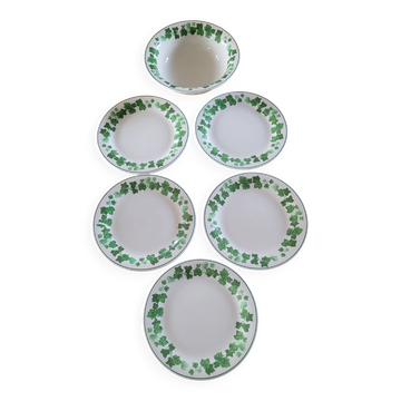 5 assiettes à dessert et son saladier assorti  ( Luciano )
