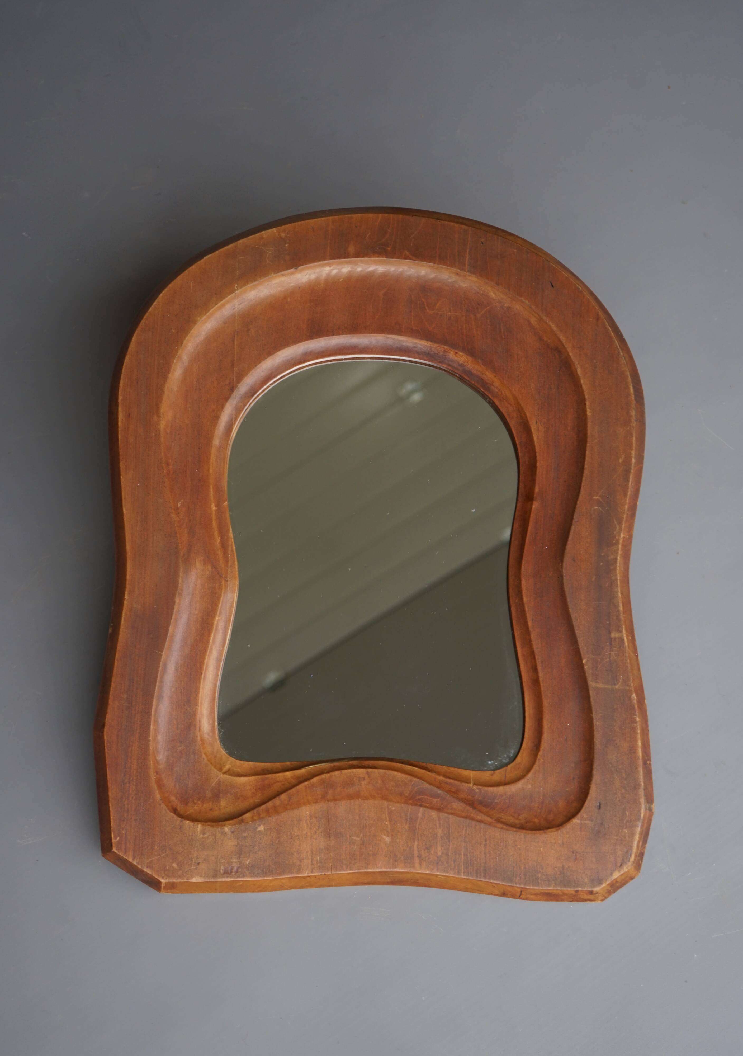 Mid-Century Anthroposophical wooden mirror, 1950s