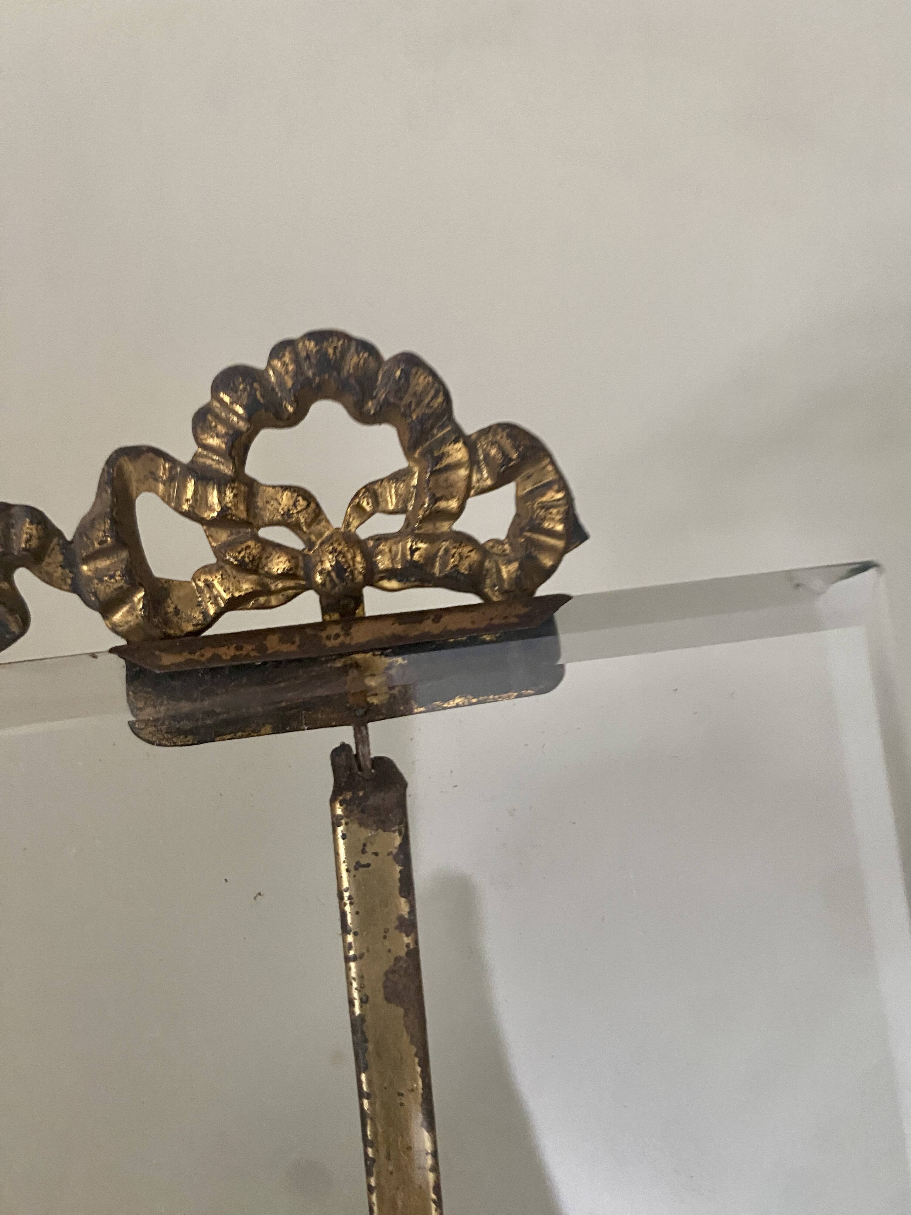 Lot de 3 cadres anciens art déco en verre biseauté et laiton