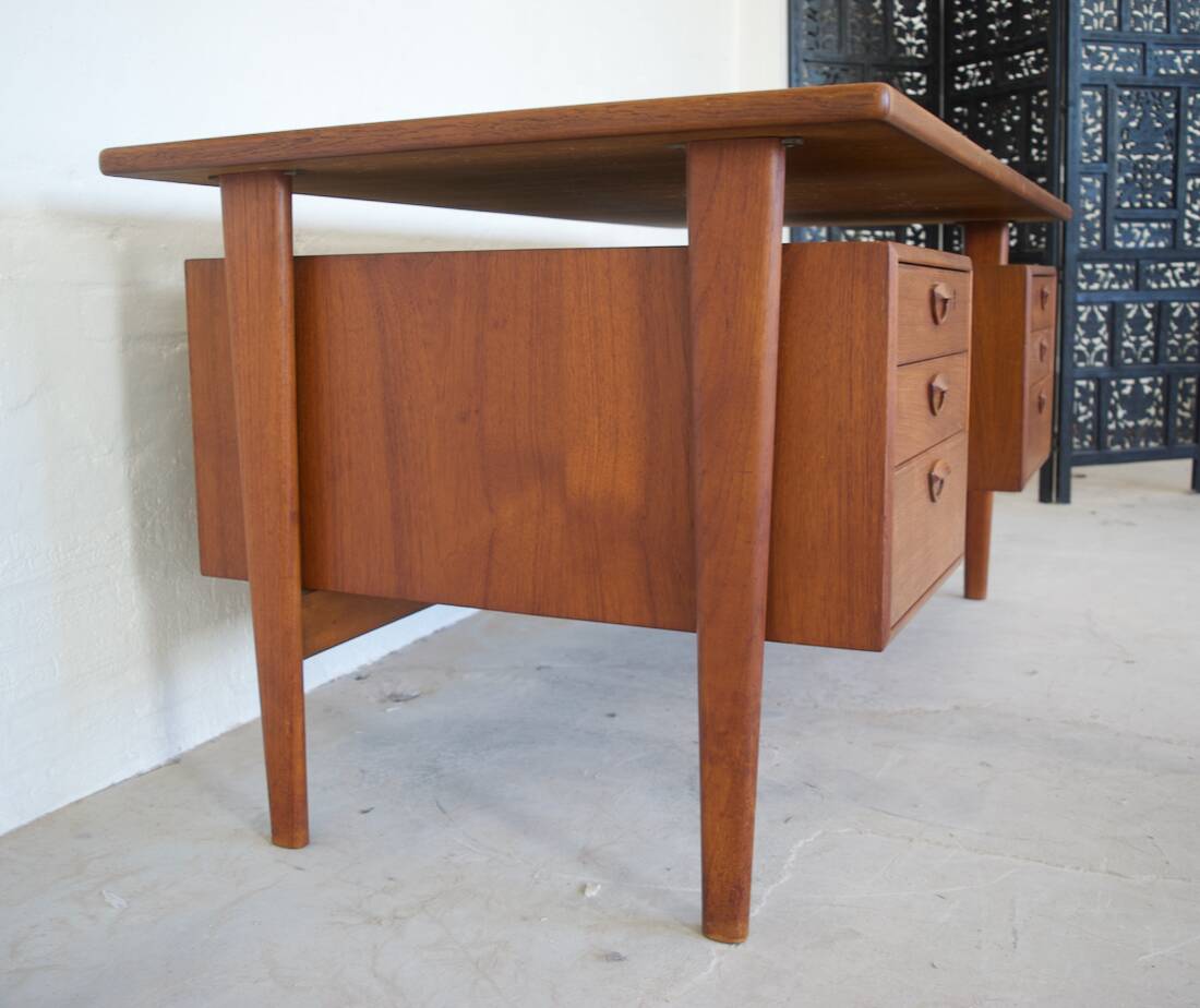 FM60 Executive Desk in Teak by Kai Kristiansen for Feldballes Møbelfabrik, 1960s