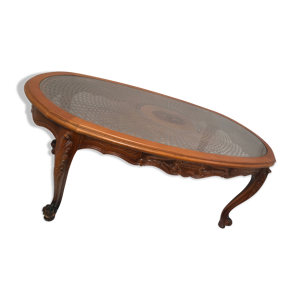 Table basse merisier - verre plateau
