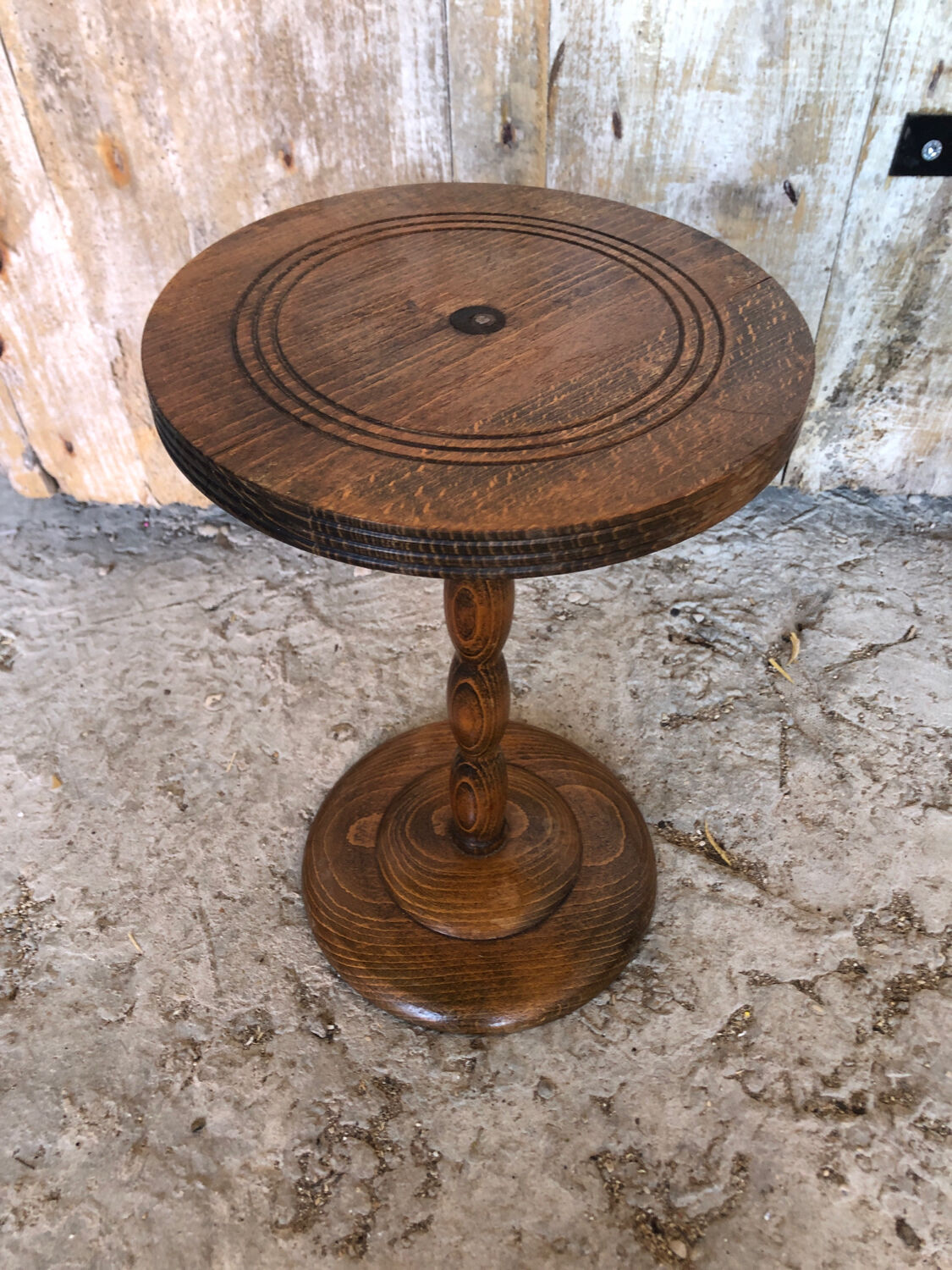 Turned wood side table