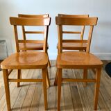 set of 4 Thonet bistro chairs in curved wood honey Mid-Century 50s
