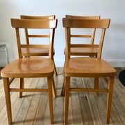 set of 4 Thonet bistro chairs in curved wood honey Mid-Century 50s