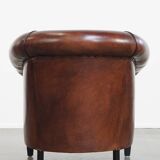 Sheepskin Leather Club Chair with Black Piping