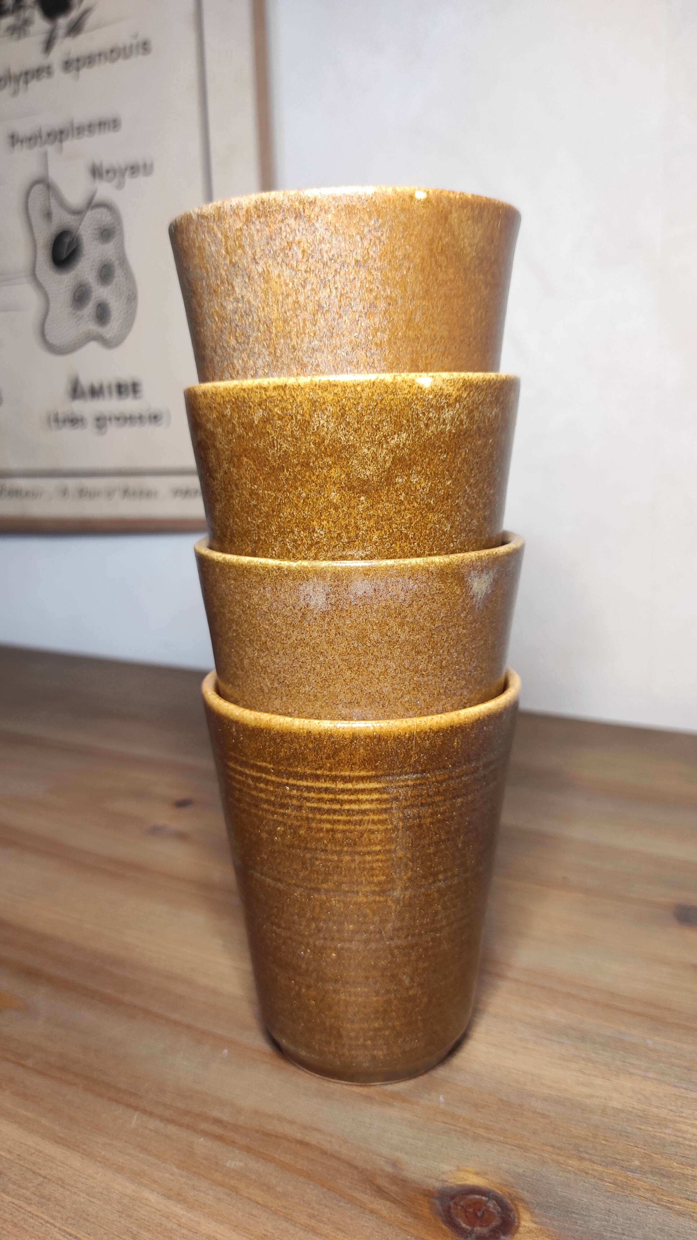 Set of 4 Digoin stoneware glasses