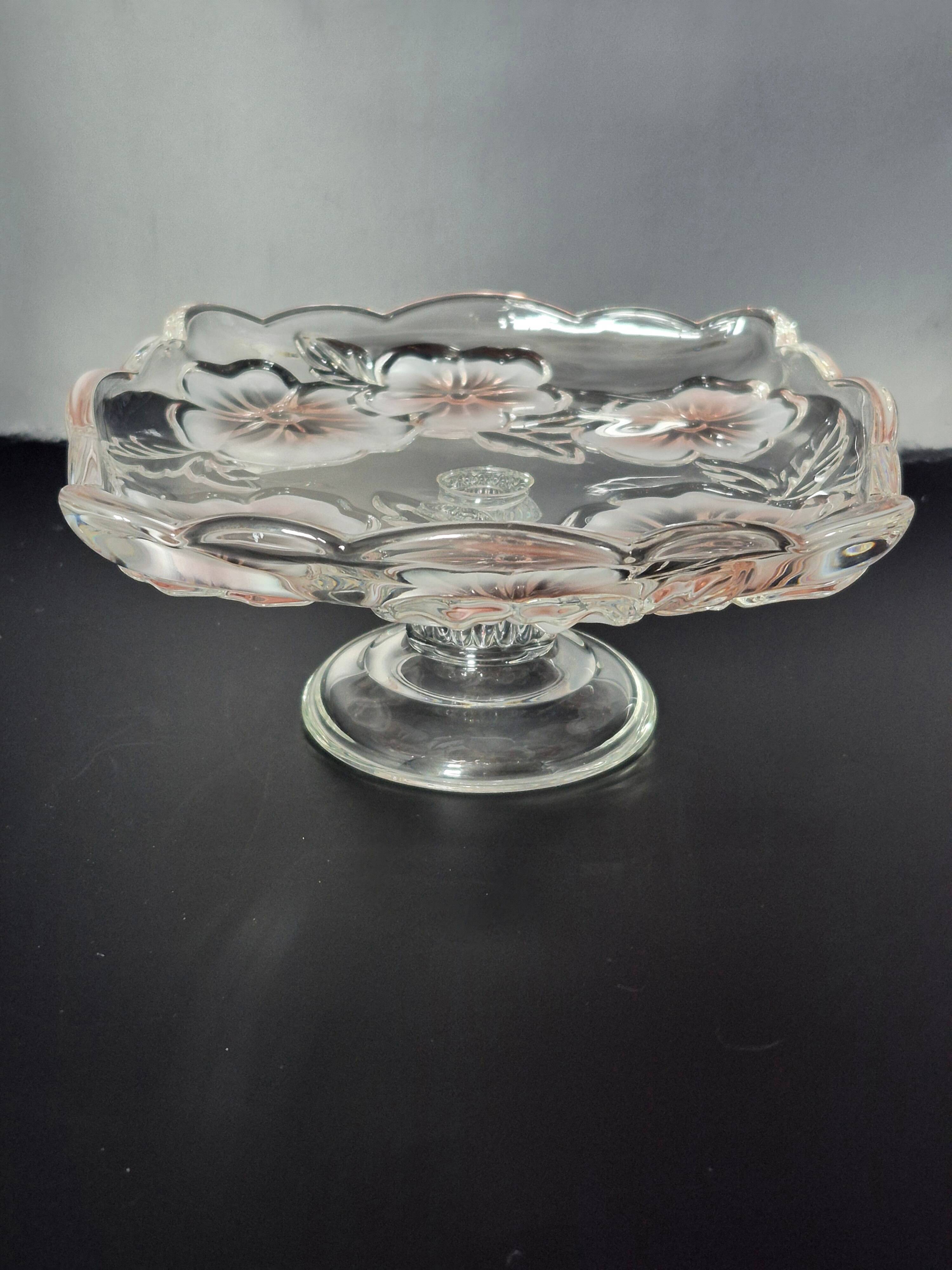 Vintage glass display stand "Pansy Bouquet Pink" — Studio Nova by Mikasa