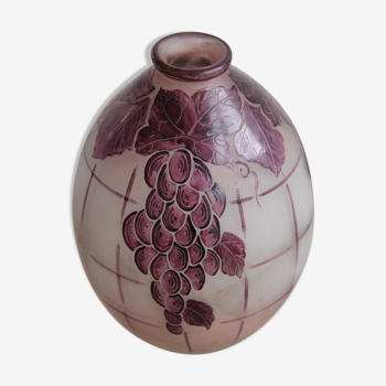 Vase art-déco en pâte de verre multicouches signé d'argyl