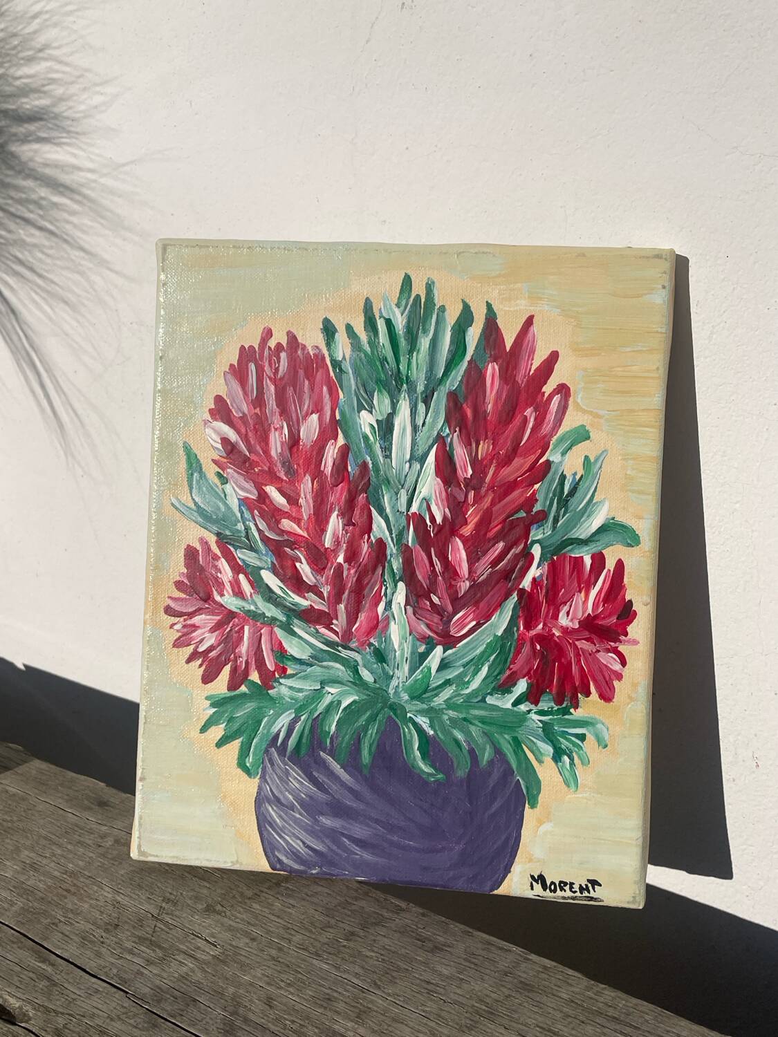 Tableau peinture bouquet de fleurs huile sur toile 