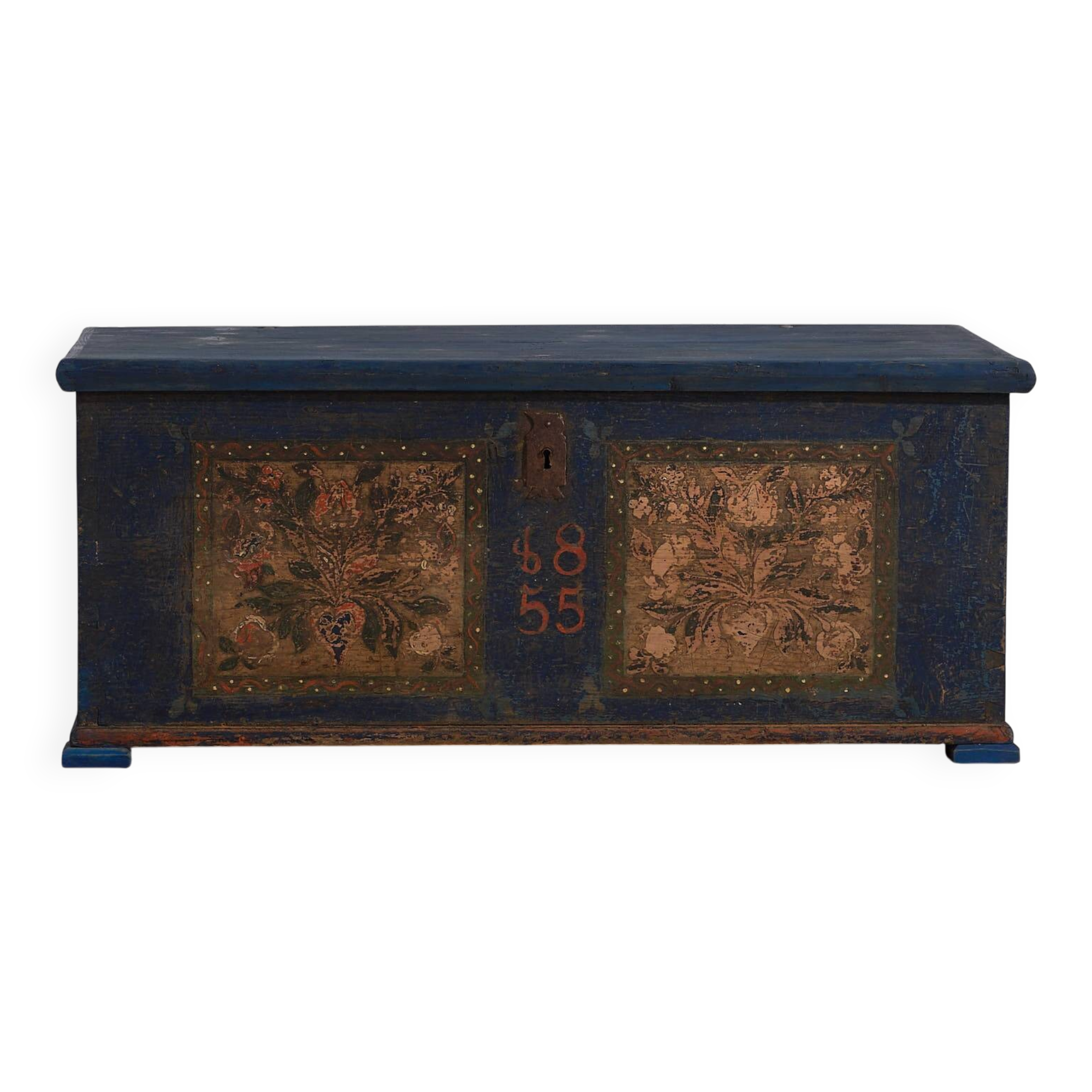 Antique navy blue bridal trunk (1855)