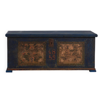 Malle de mariée ancienne bleu marine (année 1855)