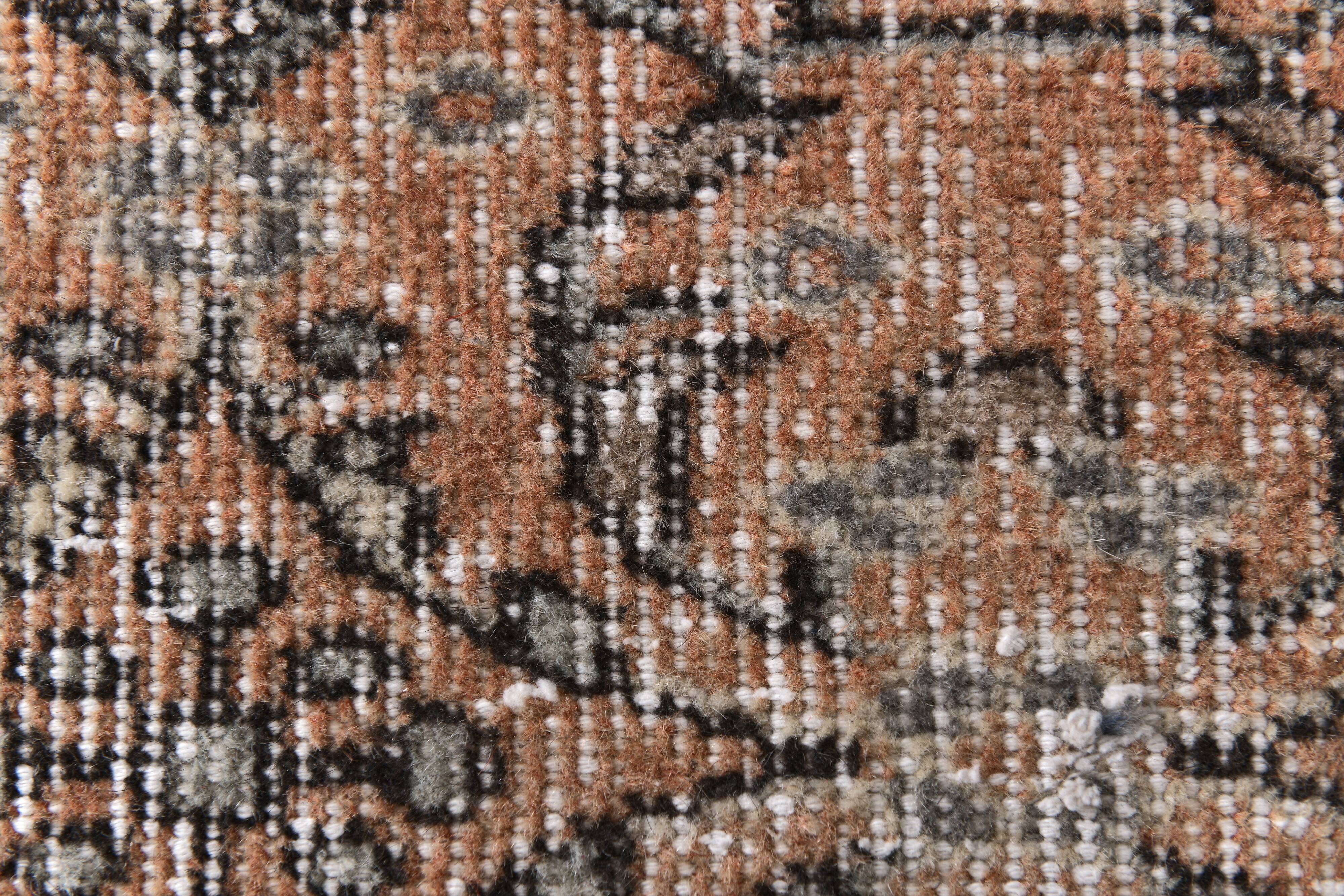 Brunt Orange & Beige Vintage Runner Rug 80x268Cm SK 240825