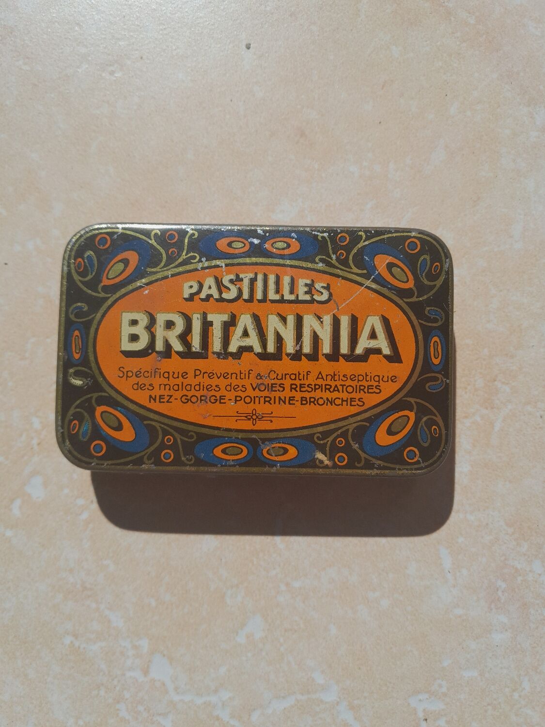 Old iron box of Britannia pastilles