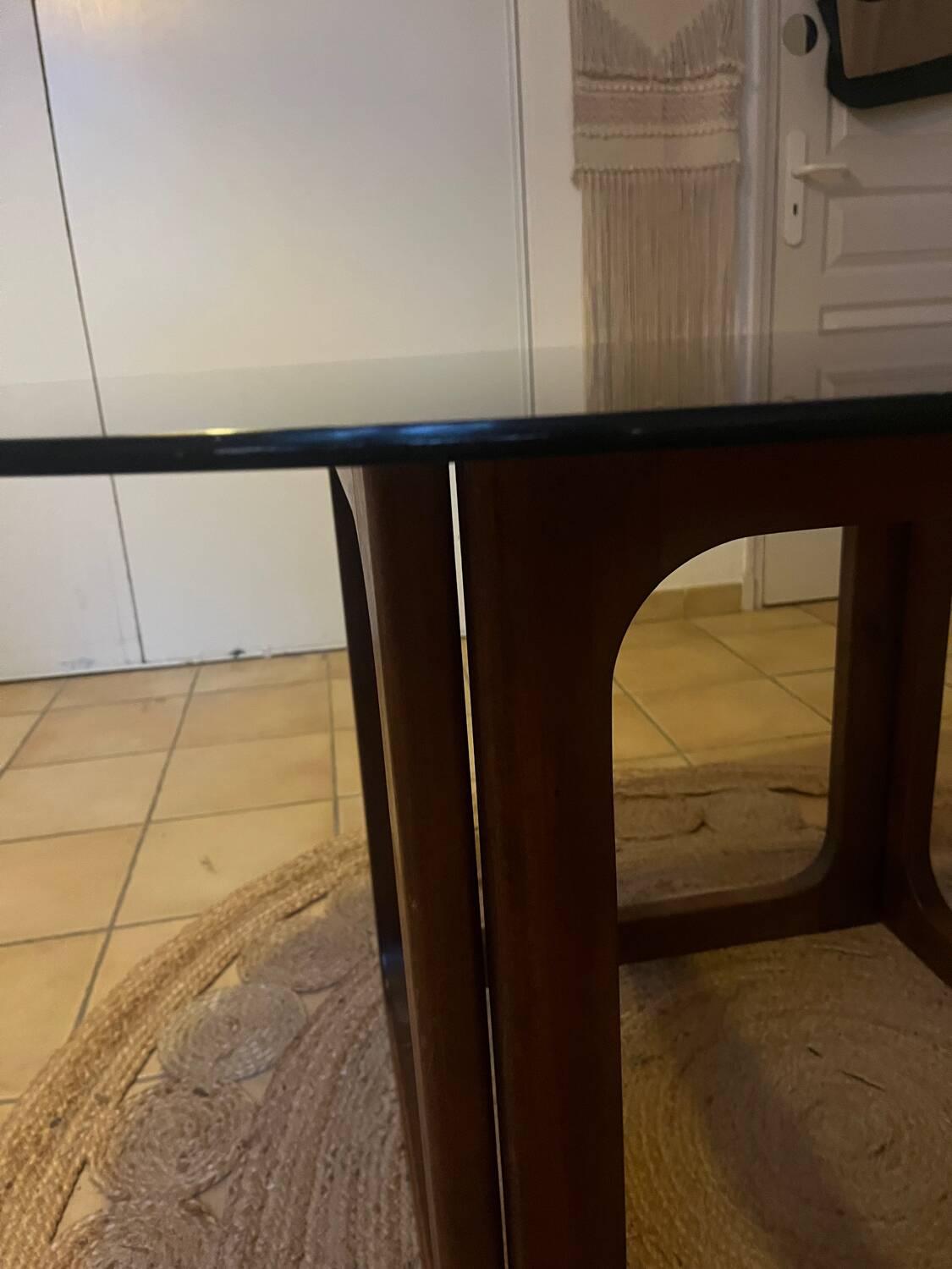 Vintage teak and smoked glass table