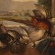 Italian painting landscape with still life from the 20th century