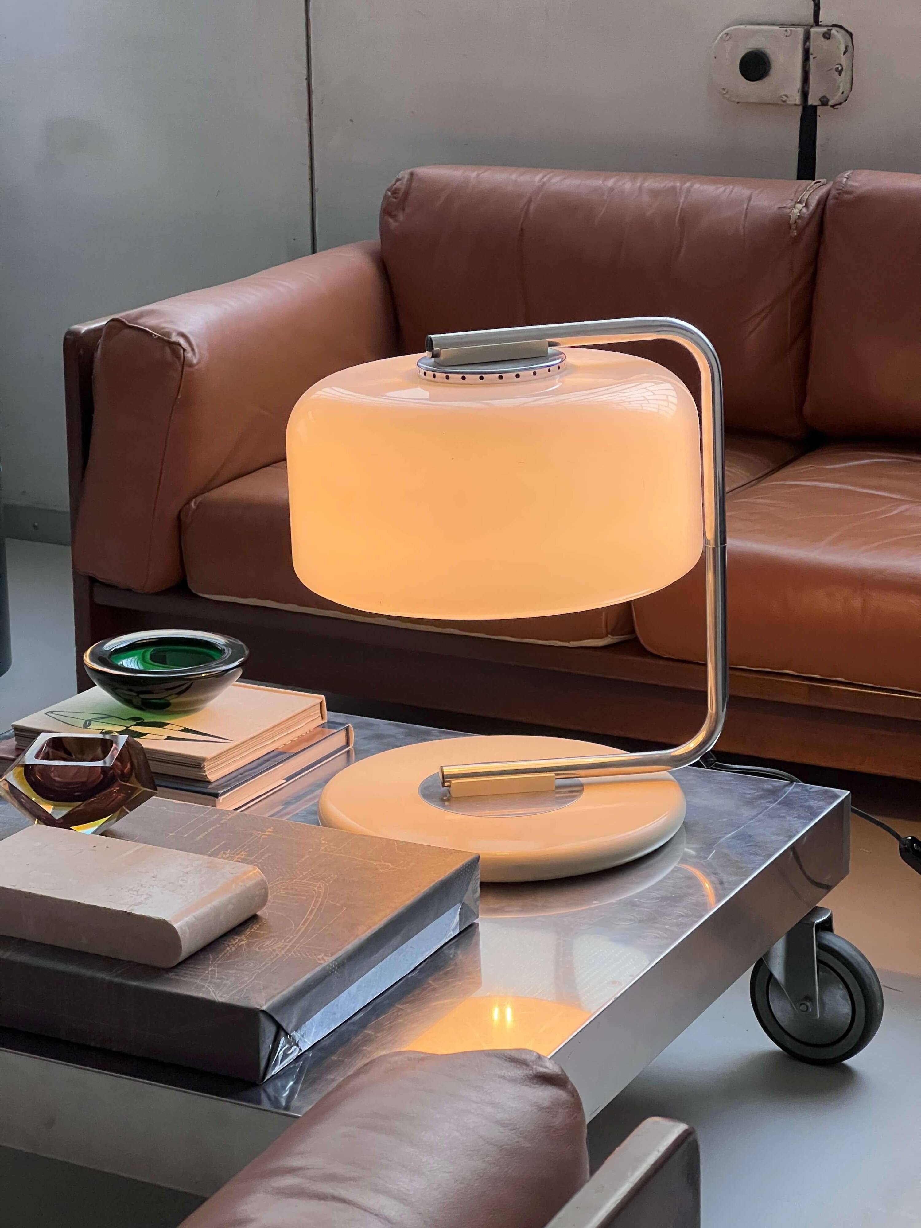 Collectible Space Age Table / Desk Lamp in Steel and Plexiglass Voghera by Zonca