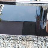 Coffee table from the 70s in chromed steel and smoked plexiglass double swivel trays