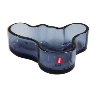 Savoy model blue glass dish by Alvar Aalto for Iittala, Finland